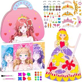 IGETOOY الفنون والحرف للأطفال ، لعبة Pretty Print Princess Game ، Princess Toys Dress Up Games ، مجموعات الطلاء الماس للأطفال ، مجموعة الماكياج للأطفال 3-5 ، هدايا لـ 4 5 6 7 8