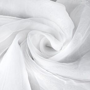 White Organza Fabric Silk Organza Fabric Metallic Thread Color Fabric Silk Organza Bridal Solid Sheer Organza Bolt for Wedding Dress Fashion Craft Decorations Silky White Sheer Organza Fabric