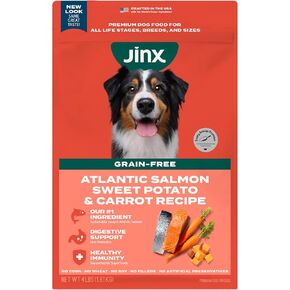 Jinx Premium Dry Dog Food, Real Salmon, Brown Rice & Sweet Potato Kibble with Superfoods & Probiotics, No Fillers, for All Lifestages, 11.5lb