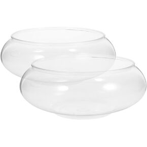 Toddmomy Plastic Fish Bowl, 2pcs 2800ml Round Bubble Bowl Desktop Terrarium Goldfish Tank Wide Mouth Air Plant Vase Hydroponic Succulent Planter for Home Office