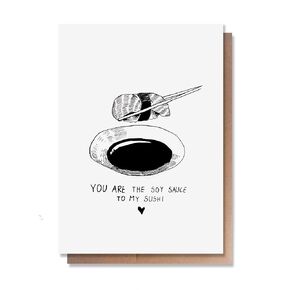 Wunderkid Soy Sauce to My Sushi, Funny Valentine's Day Love Card for Him Boyfriend Husband (1 Single Card, Blank inside)
