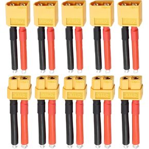 XT60 Connector Plug Cable - 10PCS Female and Male with 12AWG Silicon Wire Cables for RC Lipo Battery Connectors Drone Car Boat 40mm (5 Female and 5 Male)