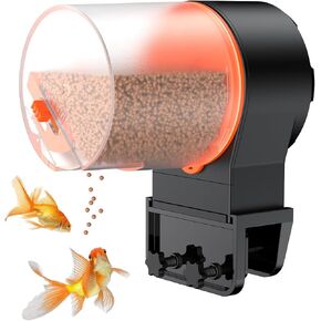 Pawfly 100/200 ml Adjustable Fish Feeder for Aquarium Auto Vacation Timer Fish Dispenser for Fish Tank Automatic Fish Food for Pellets Flakes & Strips, Battery Operated (Battery Not Included)