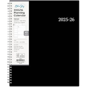 Blue Sky 2025-2026 Weekly and Monthly Academic Year Planner Calendar, July - June, 8.5" x 11", Flexible Cover, Wirebound, Laminated Tabs, Storage Pocket, Enterprise (Enterprise 2025-2026, 8.5" x 11")