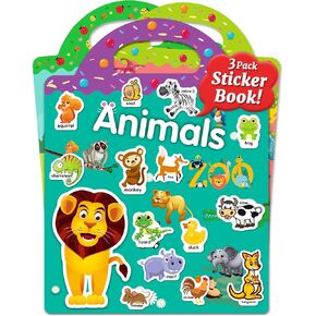 Benresive Reusable Sticker Books for Kids 2-4, Sticker Books for Toddlers 1-3 2-4, Toddler Travel Toys Activities Crafts Gifts - Animals, Dinosaurs and Insect