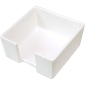 Ceramic Sticky Note Holder, 3 x 3 Sticky Note Dispenser, Notepad Holder for Desk, Office Essentials Organizer (White)