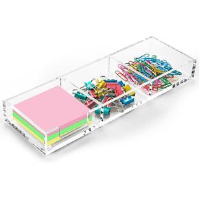WORHE Sticky Note Holder 3 In 1 Clear Acrylic Self-Stick Memo Pads Holders Desk Organizer for School Office Home, Post Pop Notes Dispenser for 3"x3" Note Pads (BQ211)