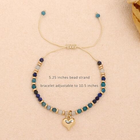 Valentines Day Heart Charm Bracelets for Women, Boho Handmade Adjustable Stackable Couple Bracelet Outfit Accessories Jewelry Gift. in Kuwait