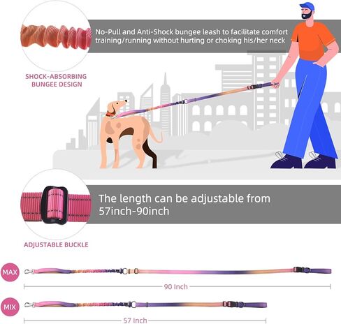 الورود والشعر اليدين مقود الكلب الحرة للكلاب الكبيرة المتوسطة الكلاب الثقيلة ، لا سحب الكلب الكلب يركض الخصر المقود للمشي التدريب مع حزام مقعد السيارة 4-6 أقدام in Kuwait