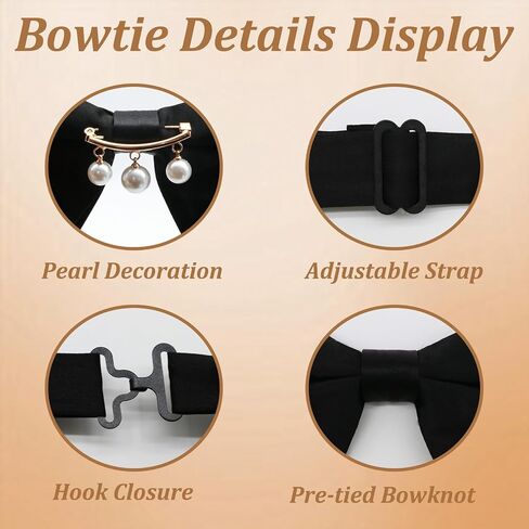 Oversized Bow Ties for Men Pre-tied Bow Tie with Pearl Decoration Adjustable Bowties Men for Wedding Party Business in Kuwait