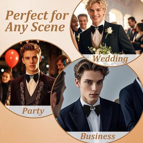Oversized Bow Ties for Men Pre-tied Bow Tie with Pearl Decoration Adjustable Bowties Men for Wedding Party Business in Kuwait