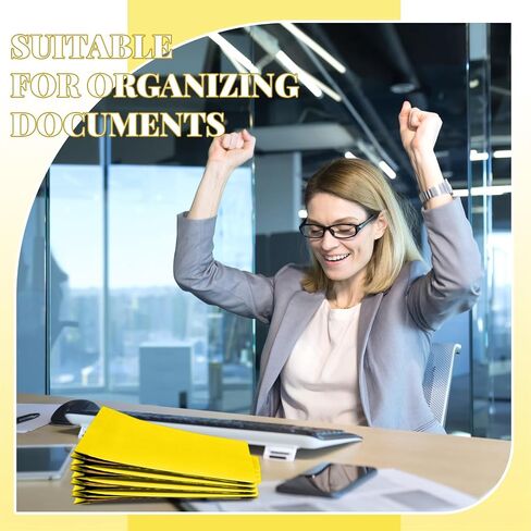 مجلدات التصنيف Bulk 2 Fividers File Folder مع Fortener 2 Prongs حجم الحروف الورقية المجلدات للاضطراب مع توسيع 3.5 بوصة لتنظيم مستند Office (أصفر ، 24 جهاز كمبيوتر) in Kuwait