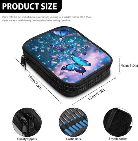 Kathyboom Galaxy Butterfly Case Crochet Hook ، حقيبة سحاب منظم مع جيوب ويب لمختلف إبر الكروشيه وملحقات الحياكة ، من السهل حملها in Kuwait