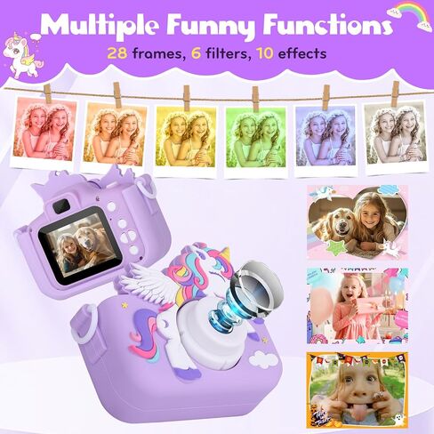 Kids Camera Unicorn Girl Toys, Digital Camera for Kids Age 3-8 Toddler Travel Toys, Birthday Gift for Girls 3 4 5 6 7 8 Year Old Christmas, HD 1080P Video Camera, 32G SD Card Included (Pink) in Saudi Arabia