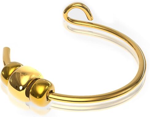 Fake Nose Piercings 14K Gold-Filled Hoop - 24 Gauge Hypoallergenic Non Piercing Nose Cuff - Simple Gold Opal Gold Beads Faux Nose Ring - 7mm Diameter 0.2 Inches - Fake Body Jewelry Handmade in Saudi Arabia