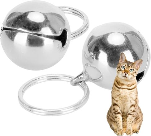 Gloglow Pet Bells ، 2 pcs مقاوم للصدأ مقاوم للصدأ مضاد للأجراس النحاس النحاسية هش صوتي مستديرة ديكور ديكور قلادة من أجل الكلب القط in Kuwait