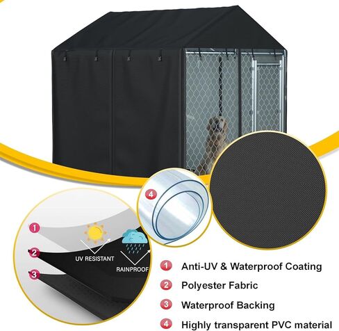 غطاء بيت الكلب في الهواء الطلق مقاوم للماء الغبار الثقيل 600D 600D 600 قدم × 6.76 قدم × 5.5 ftoutdoor غطاء القلم الكلاب الثقيلة شبكة الكلب الكلب الشبكة الكبيرة (تغطية فقط) in Kuwait