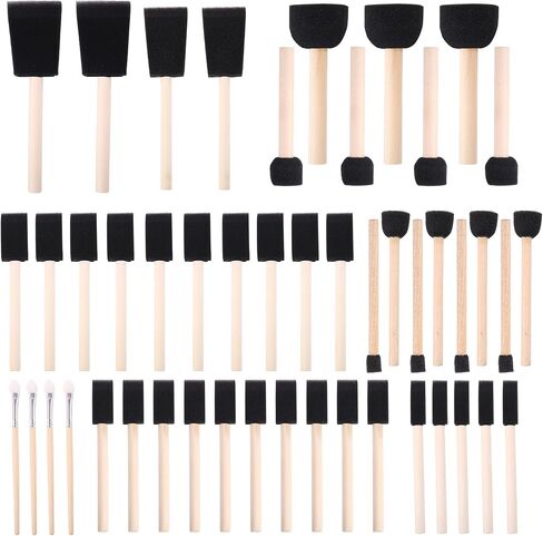 Foam Paint Brushes (48 Pack) 10 Sizes - Paint Sponge - Premium Foam Brushes - Lightweight & Durable - Sponge Paint Brush Assortment Ideal for Painting, Crafting, Acrylics, Stains, Varnishes in Kuwait