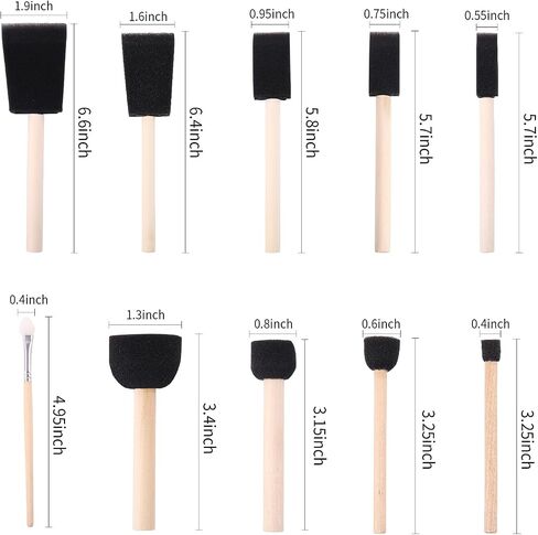 Foam Paint Brushes (48 Pack) 10 Sizes - Paint Sponge - Premium Foam Brushes - Lightweight & Durable - Sponge Paint Brush Assortment Ideal for Painting, Crafting, Acrylics, Stains, Varnishes in Kuwait