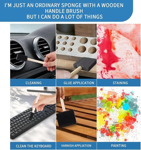 Foam Paint Brushes (48 Pack) 10 Sizes - Paint Sponge - Premium Foam Brushes - Lightweight & Durable - Sponge Paint Brush Assortment Ideal for Painting, Crafting, Acrylics, Stains, Varnishes in Kuwait