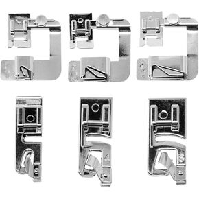Rolled Hem Presser Foot [6 Sizes] Wide Rolled Hem Foot Set & Narrow Foot Hemmer Set For Brother, Singer & Janome Low Shank Sewing Machines. Hemming Pressure Feet With Distinctive Wide and Narrow Sizes