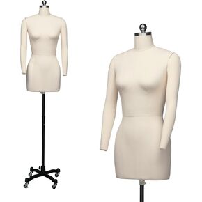 Bonnlo Female Female Monnequin ، Size 6 Professional Dress Form for Display and Tailor ، Taugh Thuply Torso مع قاعدة معدنية مستقرة (بدون أذرع ، 6)