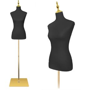 EaseHome Mannequin Body Female Mannequin Torso,Height Adjustable Black Leather Dress Forms for Sewing,Model Display Body Stand with Metal Bracket for Clothing Dress Jewelry Display