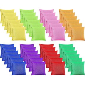Jenaai 48 PCS 4.72 × 4.72 بوصة Mardi Gras Nylon Bean Pags Cornhole Bean Bag مجموعات ألعاب Thand Tham Games Supply Sports Outdoor Family