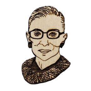 RBG Wood Pin | Ruth Bader Ginsburg Handmade Brooch
