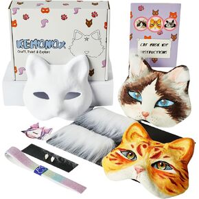 Pre Felted Therian Cat Mask Kit - Fleeced Cat Mask Base with Faux Fur, Eye Mesh and Cat Like Fuzzy Fabric - Felted for You, Skip The Messy Work - Premium All-in-One Therian Mask Kit