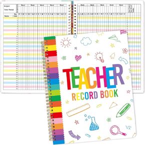 Teacher Record Book Rainbow Class Grade Book for Teacher Assignments Attendance Tests Gradebook Classroom Office Supplies 8-1/2 x 11 inch