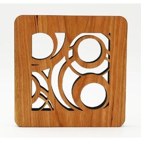 Modern Geometric Circle Wooden Trivet 6 x 6