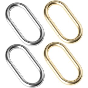 4Pcs Gold KeyChain Clip & Spring O Ring - Purse Clip & Gold Carabiner - Carabiner Clip Gold for Keys, Bag, Handbag, Crafts - 1.97"x0.98" - Gold & Silver