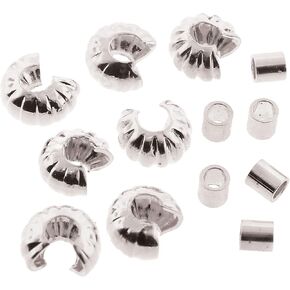 The Beadsmith Basic Elements Crimp Tubes & Corrugated Crimp Covers Designed to Secure The Ends of Jewelry Stringing Cables & Wires, Silver Color