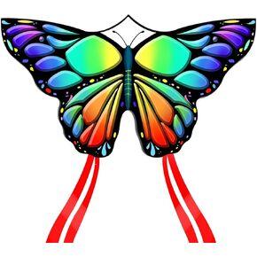 Simxkai Butterfly Kite for Kids & Adults, Easy to Fly Blue Big Kite for Beginners, 300ft Line Handle Included (1Pack 2Pack)