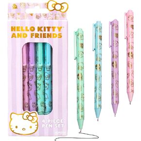 Hello Kitty And Friends 4-Piece Pen Set, Hello Kitty Pens, My Melody, Kuromi Stuff, Kawaii School Supplies, Sanrio School Supplies, Sanrio Pens, Hello Kitty Office Supplies, Hello Kitty Stationery