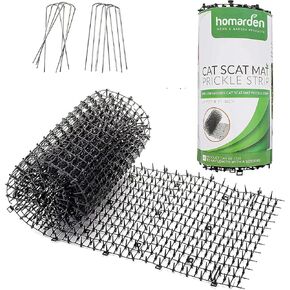 Homarden Black Cat Mat - Flexible Cat Repellent for Outdoor and Indoor - Scat Mat with Spikes and 12 Garden Staples - Dog Digging Deterrent to Keep Dog Off Couch - Animal Training Mats - 78.74" x 11"