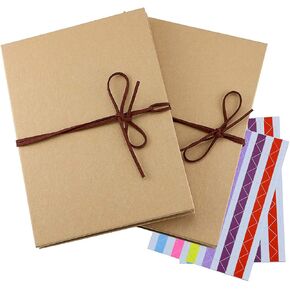 Twdrer 2 Pack Hardcover Photo Albums DIY Scrapbook Albums,Stretchable Folding Kraft Paper Photos Collection for Wedding Anniversary Valentines Day Student Graduation Gift(6" x 8")