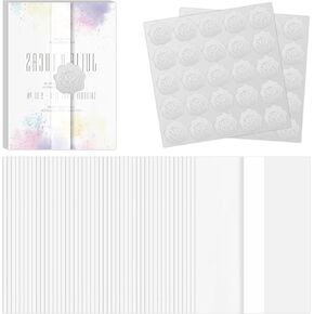 50 Sheets Vellum Jackets for 5x7 Invitations, Pre-Folded Vellum Paper with Sealing Stickers, Translucent Vellum Envelopes for Wedding Invitations Cards Baby Shower Birthday