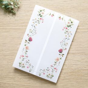 PONATIA 50PCS Vellum Jackets for 5x7 Invitation Cards- 135GSM Dusty Blue Flowers Vellum Sleeves, Vellum Paper 5x7 Jackets - Vellum Wedding Invitations Wraps - Transparent Card Jackets
