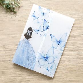 PONATIA 50PCS Vellum Jackets for 5x7 Invitation Cards- 135GSM Dusty Blue Flowers Vellum Sleeves, Vellum Paper 5x7 Jackets - Vellum Wedding Invitations Wraps - Transparent Card Jackets