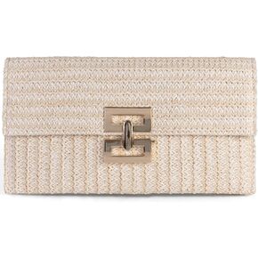 Straw Clutch Purses Women Summer Beach Handbags Boho Woven Envelope Wallet Fold Over Chain Crossbody Shoulder Bag Evening Bag