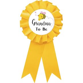 Grandma To Bee Tinplate Badge Pin, Bee Grandma to Be Pin for Women, Bee Gender Reveal Brooch Button Pin, Yellow Rosette New Grandma Button for Baby Shower/Newborn Baby Party Celebration
