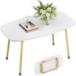 WOHOMO Folding Coffee Table White Small Coffee Tables for Living Room Portable Simple Modern Center Table for Small Spaces, No Assembly, 31.5 * 15.7 * 17.7IN, White Htp