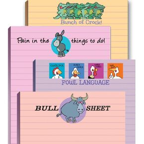 مجموعة Stonehouse Collection Funny Protepads - حزمة متنوعة من 4 منصات الملاحظات - هدايا مكاتب مضحكة لزملاء العمل والنساء والرجال - مصنوعة في لوحة الملاحظات الأمريكية ، 4.25 × 5.5 بوصة لكل منهما - اللوازم المكتبية اللطيفة والممتعة