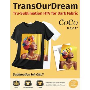 Transourdream tru-sublimation blanks coco مجموعات ، نسيج حريري 10 صفائح للقطن والأقمشة الخفيفة/الداكنة وورق التسامي 130G 10 gly 8.5x11 ''