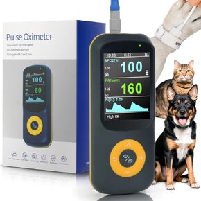 Handheld Pulse Oximeter for Veterinary Use - Ideal for Dogs and Cats - Comprehensive Blood Oxygen Saturation Monitoring Device