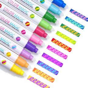 10 Color Changing Highlighter Pens,Dual Tip Magic Markers,Assorted Fluorescent Colors for Art Journaling,Note Taking&School Office Journaling Supplies,No Bleed,Ideal gift&marker for Kids&Adult