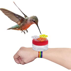 Handheld Hummingbird Ring Reeder (Wrist Strap Model) Handheld Hummingbird Ring,Outdoor Mini Hummingbird Handheld Feeder