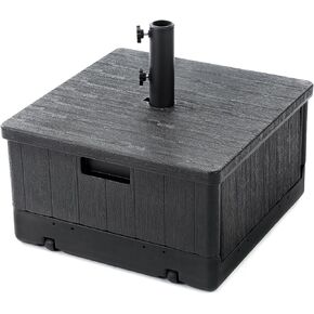 Home Zone Living 119lbs 21" Square Heavy Duty Planter Umbrella Base w/Rolling Wheels & Water Weight Bag for Patio Pool Backyard, Convertible as Table or Planting Box, Supports Up to 11 Ft Umbrella